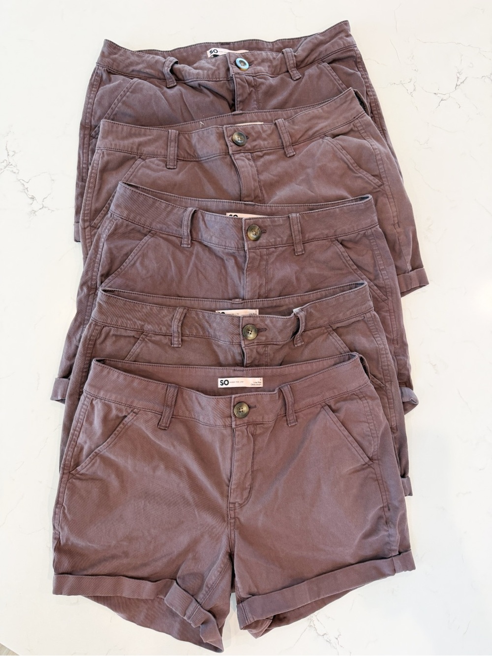 SO Mauve Cotton Casual Cuffed Shorts - Women's  ($15 for ALL 5 Pairs)